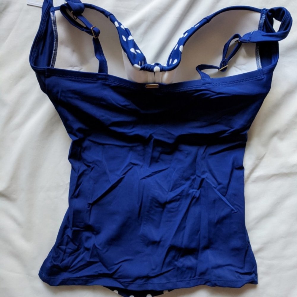 Panache Annalise Blue/White Polka Dot Tankini 32G - Picture 4 of 9